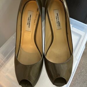 Saks Fifth Avenue Dark Taupe Peep Toe Heels
